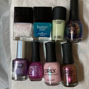 Used High-End Polish Set of 8 MAC, FingerPaints, ButterLondon, Color Club & Orly